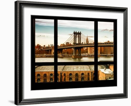 Manhattan Brige with the Empire State Building at Sunset - New York, USA-Philippe Hugonnard-Framed Photographic Print