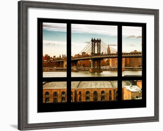 Manhattan Brige with the Empire State Building at Sunset - New York, USA-Philippe Hugonnard-Framed Photographic Print