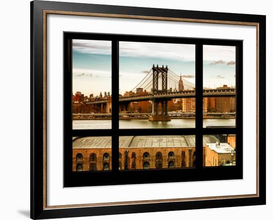 Manhattan Brige with the Empire State Building at Sunset - New York, USA-Philippe Hugonnard-Framed Photographic Print