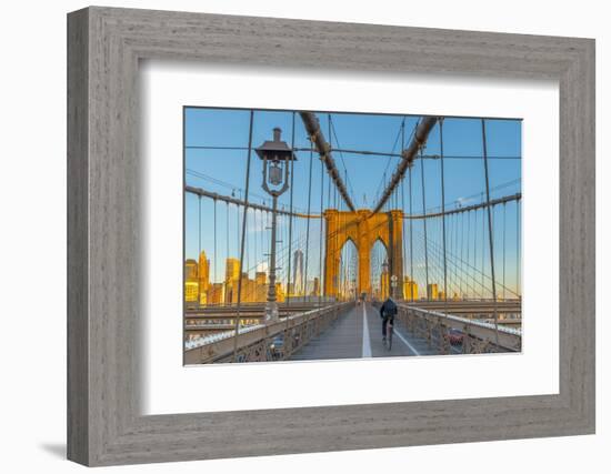 Manhattan, Brooklyn Bridge over East River, Lower Manhattan Skyline-Alan Copson-Framed Photographic Print