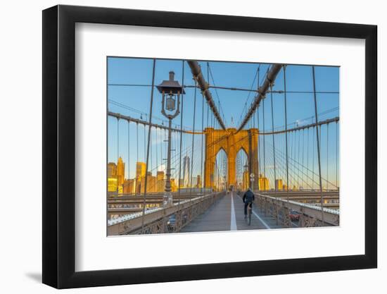 Manhattan, Brooklyn Bridge over East River, Lower Manhattan Skyline-Alan Copson-Framed Photographic Print