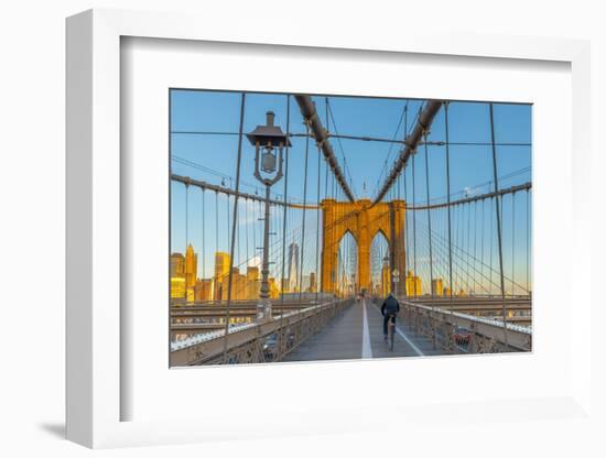 Manhattan, Brooklyn Bridge over East River, Lower Manhattan Skyline-Alan Copson-Framed Photographic Print