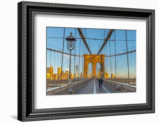 Manhattan, Brooklyn Bridge over East River, Lower Manhattan Skyline-Alan Copson-Framed Photographic Print