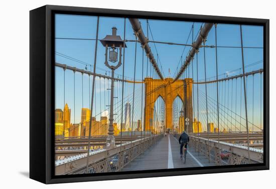 Manhattan, Brooklyn Bridge over East River, Lower Manhattan Skyline-Alan Copson-Framed Premier Image Canvas