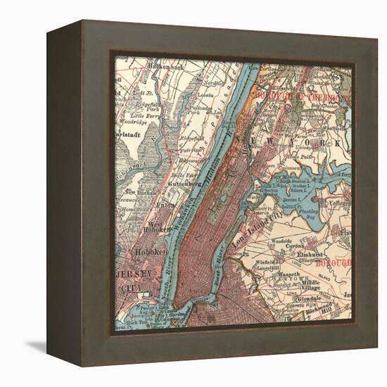 Manhattan (C. 1900)-Encyclopaedia Britannica-Framed Stretched Canvas