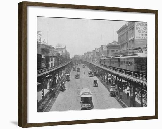 Manhattan Elevated Railway Running on Tracks Constructed Alongside the Bowery-null-Framed Photographic Print