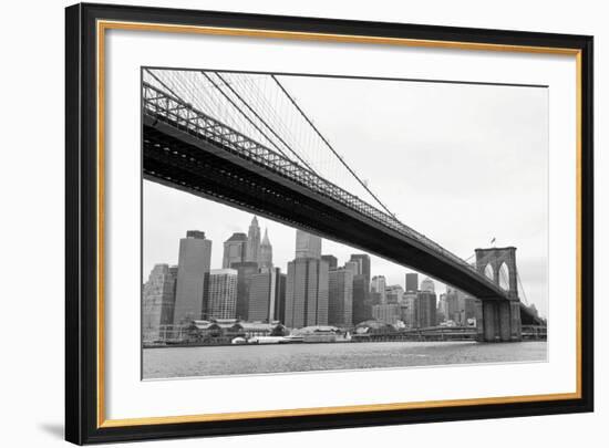 Manhattan from Brooklyn (b/w)-Erin Clark-Framed Art Print