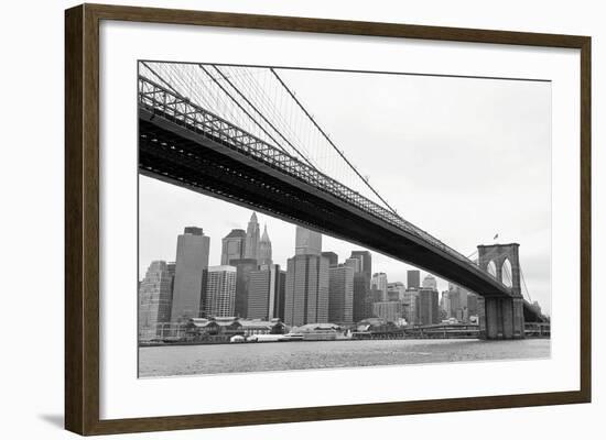 Manhattan from Brooklyn (b/w)-Erin Clark-Framed Art Print
