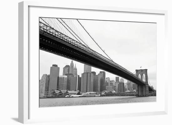 Manhattan from Brooklyn (b/w)-Erin Clark-Framed Art Print