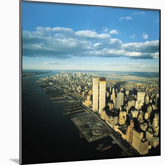 Manhattan from Lower West Side, New World Trade Center's Twin Towers Dominating Landscape-Henry Groskinsky-Mounted Photographic Print