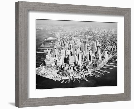 Manhattan from the Air with River Site-Philip Gendreau-Framed Photographic Print