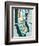 Manhattan Map Blue Brown-Michael Mullan-Framed Premium Giclee Print