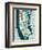 Manhattan Map Blue Brown-Michael Mullan-Framed Premium Giclee Print