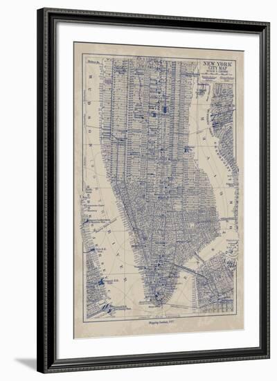 Manhattan Map-The Vintage Collection-Framed Giclee Print