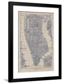 Manhattan Map-The Vintage Collection-Framed Giclee Print