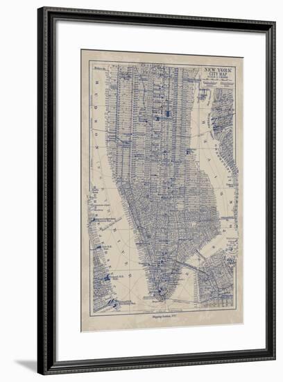 Manhattan Map-The Vintage Collection-Framed Giclee Print