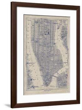 Manhattan Map-The Vintage Collection-Framed Giclee Print