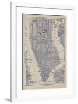 Manhattan Map-The Vintage Collection-Framed Giclee Print
