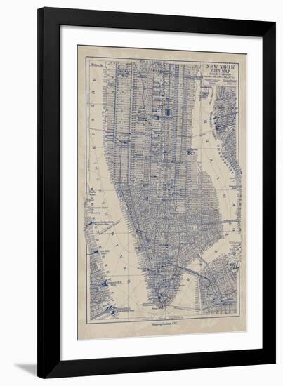 Manhattan Map-The Vintage Collection-Framed Giclee Print