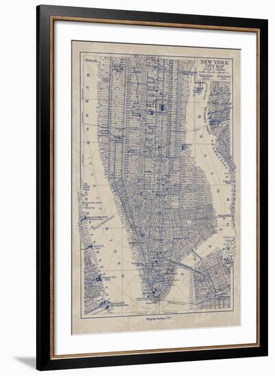 Manhattan Map-The Vintage Collection-Framed Giclee Print