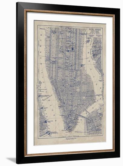 Manhattan Map-The Vintage Collection-Framed Giclee Print