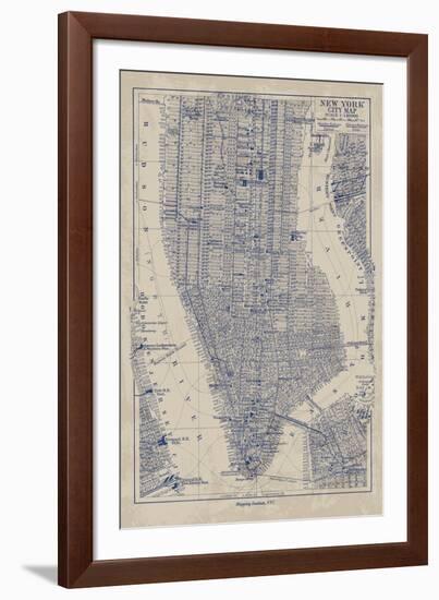 Manhattan Map-The Vintage Collection-Framed Giclee Print