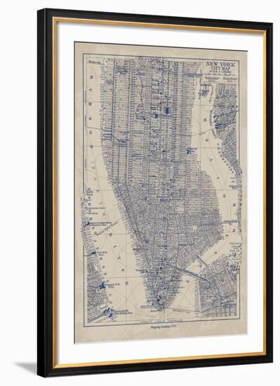 Manhattan Map-The Vintage Collection-Framed Giclee Print