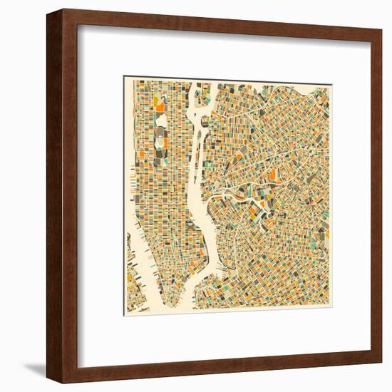 Manhattan Map-Jazzberry Blue-Framed Art Print