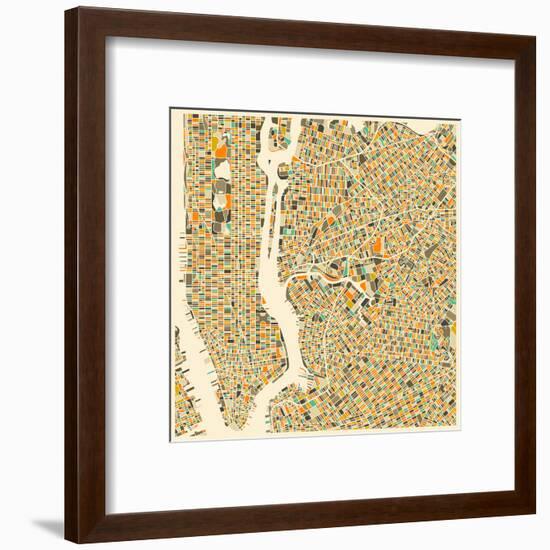 Manhattan Map-Jazzberry Blue-Framed Art Print