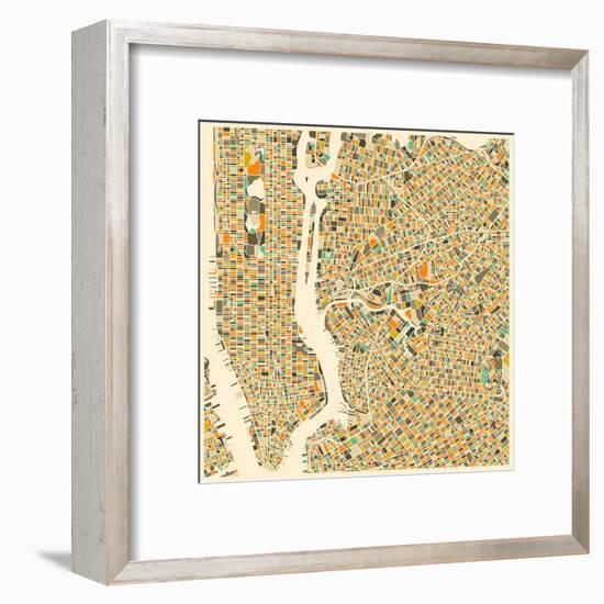 Manhattan Map-Jazzberry Blue-Framed Art Print