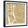 Manhattan Map-Jazzberry Blue-Framed Art Print