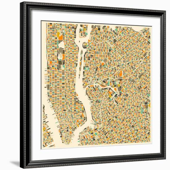 Manhattan Map-Jazzberry Blue-Framed Giclee Print