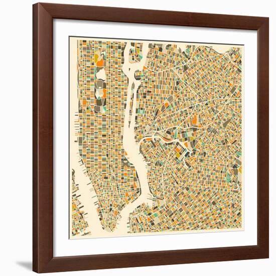 Manhattan Map-Jazzberry Blue-Framed Giclee Print