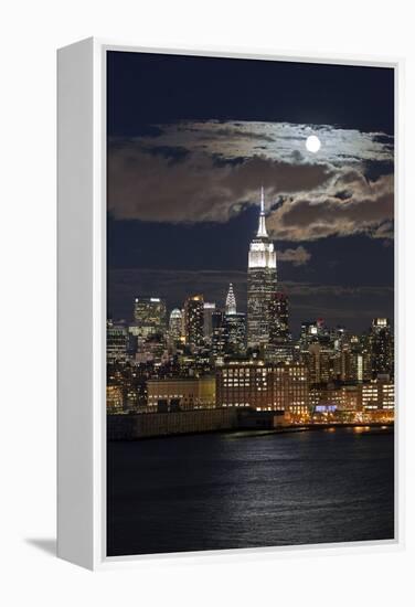 Manhattan, Moonrise over the Empire State Building-Gavin Hellier-Framed Premier Image Canvas