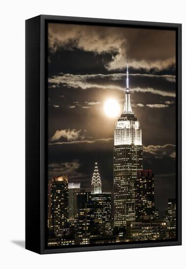 Manhattan, Moonrise over the Empire State Building-Gavin Hellier-Framed Premier Image Canvas