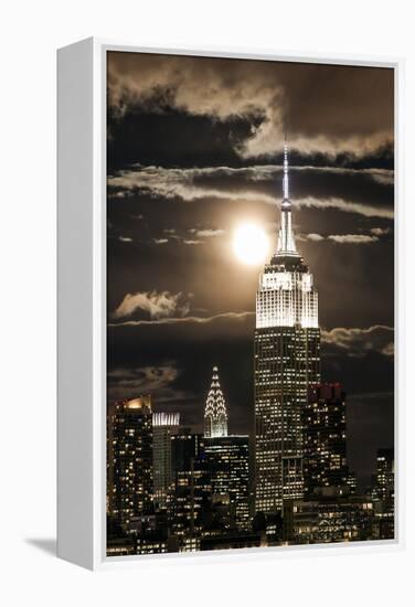 Manhattan, Moonrise over the Empire State Building-Gavin Hellier-Framed Premier Image Canvas