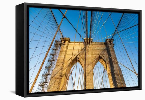 Manhattan, New York, USA. Cables and tower on the Brooklyn Bridge.-Emily Wilson-Framed Premier Image Canvas