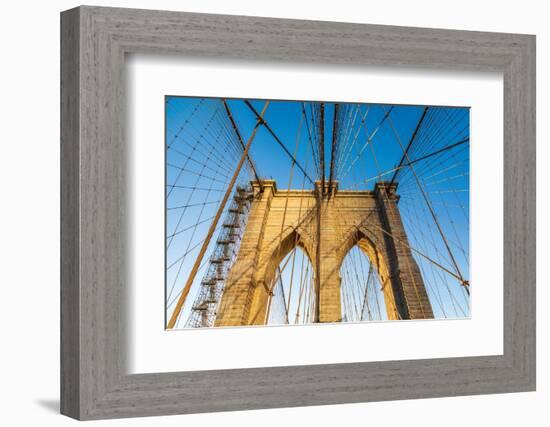 Manhattan, New York, USA. Cables and tower on the Brooklyn Bridge.-Emily Wilson-Framed Photographic Print