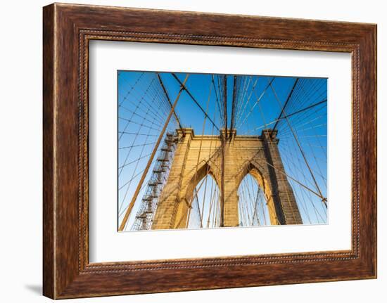 Manhattan, New York, USA. Cables and tower on the Brooklyn Bridge.-Emily Wilson-Framed Photographic Print