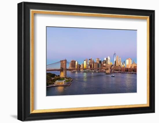 Manhattan, New York, USA. Sunrise view of Manhattan and the Brooklyn Bridge.-Emily Wilson-Framed Photographic Print