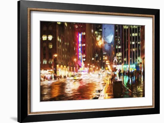 Manhattan Night II - In the Style of Oil Painting-Philippe Hugonnard-Framed Giclee Print