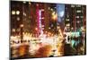 Manhattan Night II - In the Style of Oil Painting-Philippe Hugonnard-Mounted Giclee Print