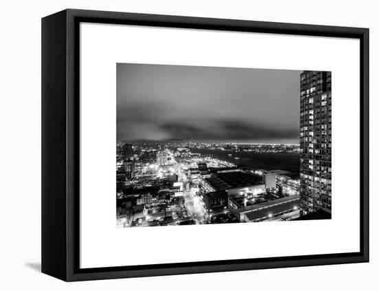 Manhattan Night Landscape with Fog-Philippe Hugonnard-Framed Stretched Canvas