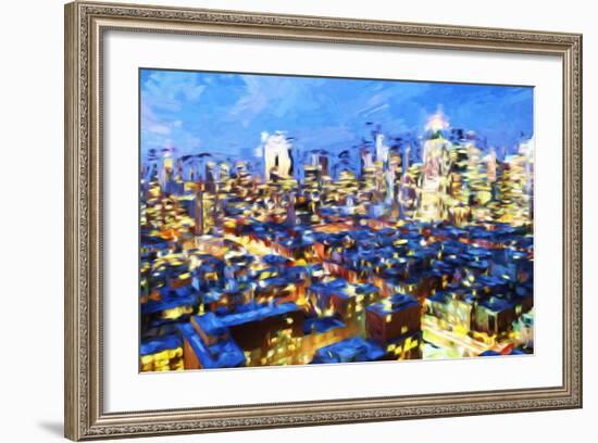 Manhattan Night VII - In the Style of Oil Painting-Philippe Hugonnard-Framed Giclee Print