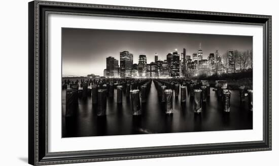 Manhattan Nightscape Viewed from Brooklyn, New York City-George Oze-Framed Photographic Print