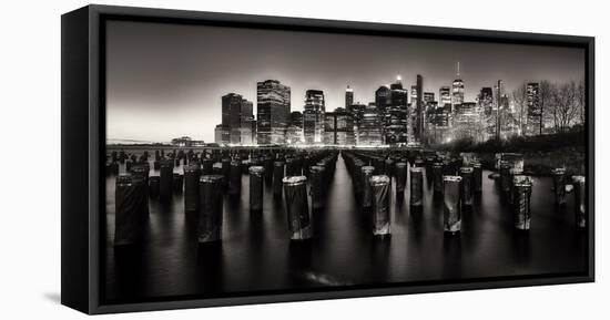 Manhattan Nightscape Viewed from Brooklyn, New York City-George Oze-Framed Premier Image Canvas
