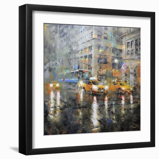 Manhattan Orange Rain-Mark Lague-Framed Art Print