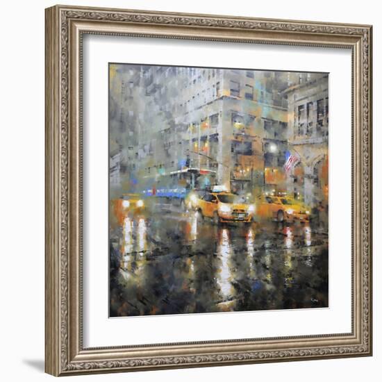 Manhattan Orange Rain-Mark Lague-Framed Art Print