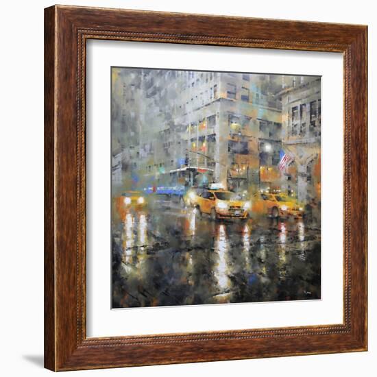 Manhattan Orange Rain-Mark Lague-Framed Art Print