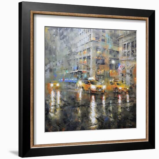 Manhattan Orange Rain-Mark Lague-Framed Art Print
